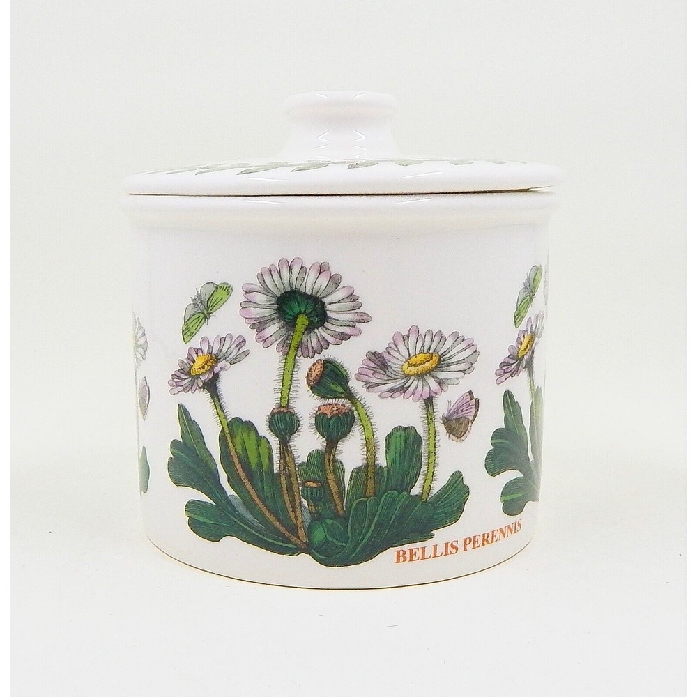 Portmeirion Botanic Garden Ceramic Covered Sugar Bowl Drum Shape Daisy